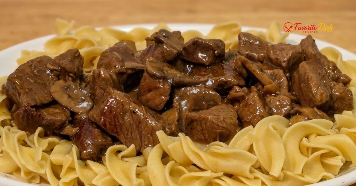 Beef and Mushroom Gravy Over Egg Noodles