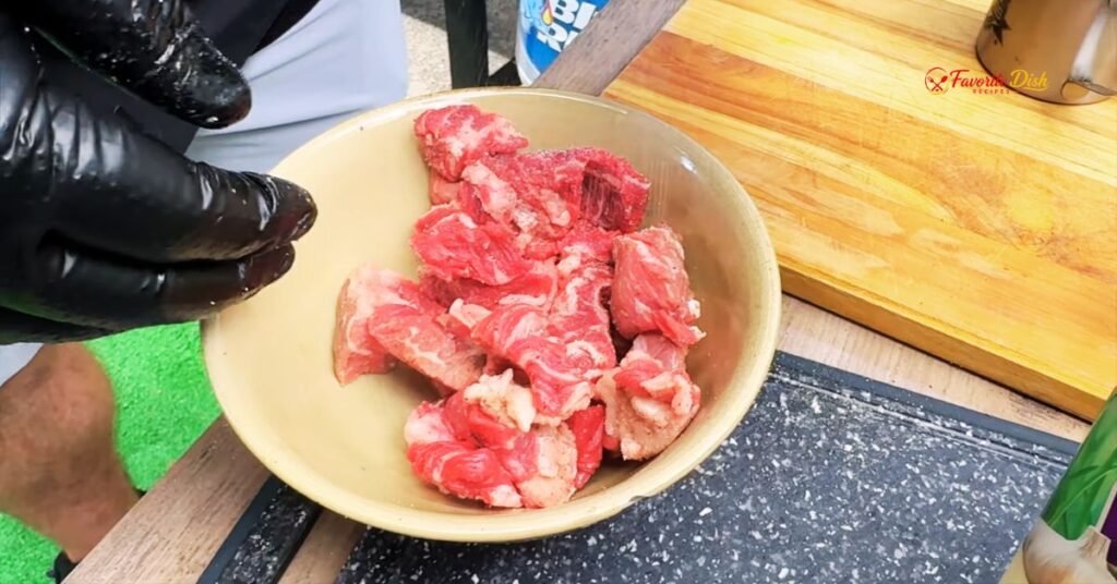 Trim and Cube the Steak