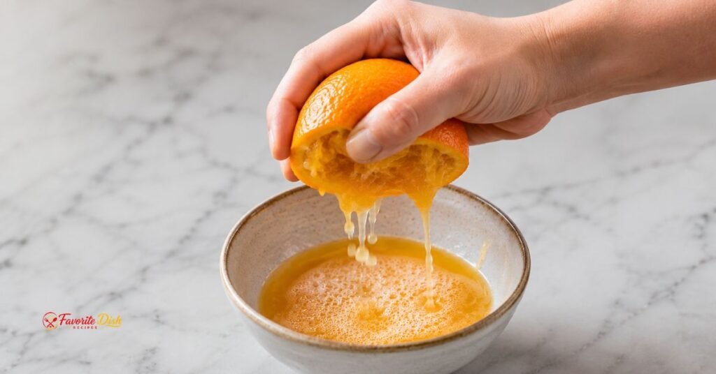 Halve and juice the oranges